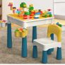 Kids Building Blocks Table and Chair Set, Multi-Activity Table with 1 Chair and 130 Pieces Large Building Blocks, Creativity Bricks Compatible Construction Toys for Boys and Girls Image 4