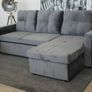 Grey velvet Corner Sofa Bed Storage Free Delivery Image 5