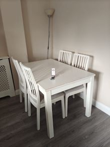 IKEA white table and 4 chairs