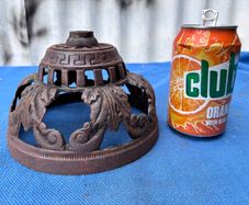 Very decorative cast iron oil lamp globe holder
