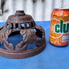 Very decorative cast iron oil lamp globe holder