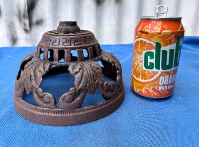 Very decorative cast iron oil lamp globe holder