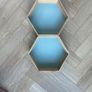 Hexagon Wooden Wall Shelves /Pastel Blue Interior (Set of 2) Image 4