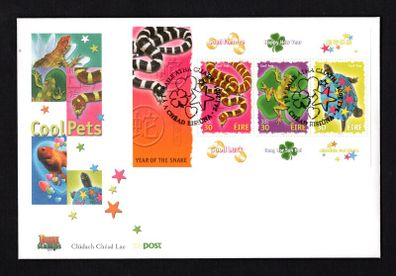 2001 Ireland Chinese New Year; Year of Snake Commemorative Stamps Miniature Sheet An Post First Day Cover (FDC)