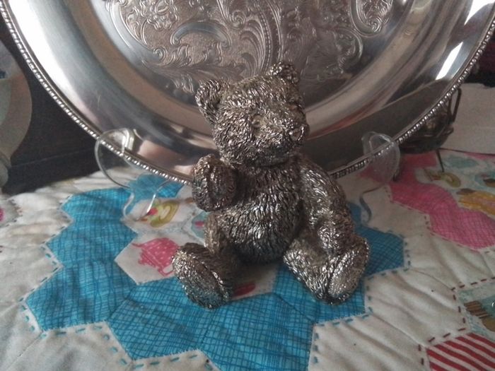 Silver Teddy Bear Ornament