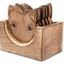 Drink coasters set of 6 with holder Handmade Wooden coasters for Coffee, Tea, Mugs, Cups, Wine Glasses Housewarming gift  Premium quality (MULTIPLE DESIGNS) Image 2