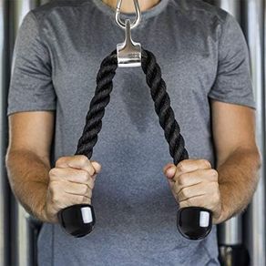 Nylon Triceps Rope Twisted Pull Down Rope with Non-Slip Handles - Lats, Biceps, Triceps, Gym or Home - Black