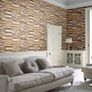 43.5X305cm Brown Stone Brick Self Adhesive Wallpaper,Furniture Stickers Brick Effect Contact Paper,Waterproof Gloss PVC Vinyl Wrap Film for Furniture Cover Surface Image 4