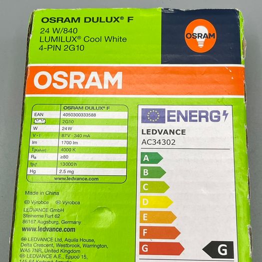 24W Osram Dulux-F 2G10 Compact Fluorescent Lamp Cool White 4000k 4 Pin Bulbs 840