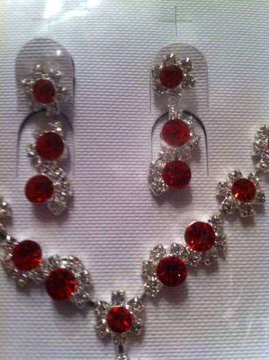Two sets of bling bling necklaces & matching drop earrings