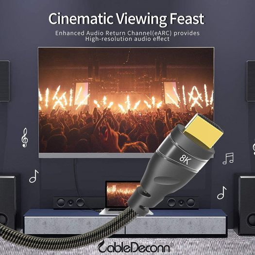 CableDeconn 5M Premium HDMI 2.1 UHD/3D 8K (7680x4320@60Hz) 48Gbps (Nylon Braided/Gold Plated) Cable (Brand New/Warranty)