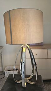 Nickle Table Lamp with Grey Shade