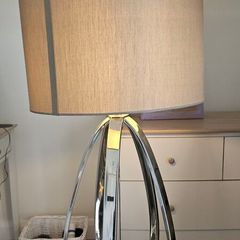 Nickle Table Lamp with Grey Shade