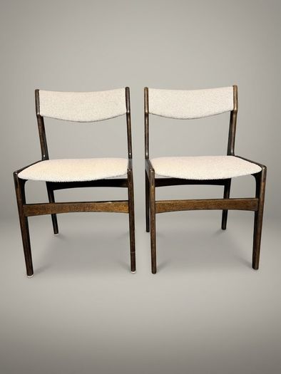 Set of 4 Mid-Century Danish Stained Oak Dining Chairs attributed to Erik Buch.
