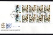1985 Guernsey UK1.30 Definitive Stamps Booklet pane (ex booklet featuring Market Halls, St Peter Port First Day Cover (FDC)