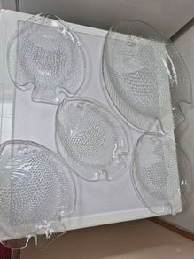 Vintage Arcoroc France Pressed glass fish Plate
