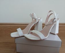 White block heel sandals