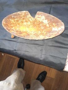 Genuine Antique 19th Century Metal Grizzet pan for Rushlights. Antique iron pan, used for melting fat or tallow for Rushlights