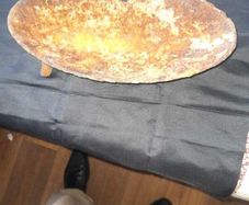 Genuine Antique 19th Century Metal Grizzet pan for Rushlights. Antique iron pan, used for melting fat or tallow for Rushlights
