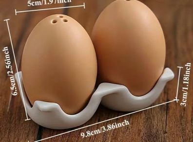 Two Lookalike Eggs, Salt & Pepper Shakers ( New).