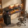 147cm Gaming Desk with Charging Station and Monitor Stand, Computer Table for Home Office with RGB Lights, Black Image 5
