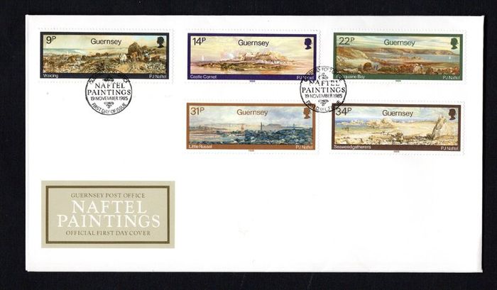 1985 Guernsey Paintings by Paul Jacob Naftel, 1817-1891 Commemorative Stamps Guernsey Post First Day Cover (FDC)