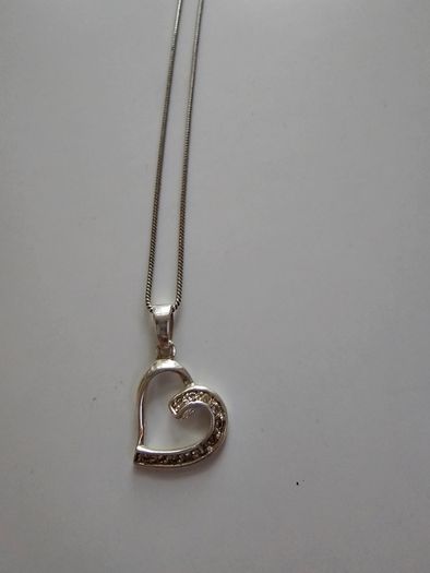 Sterling Silver Heart Necklace With Cubic Zirconia