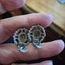 Clip On Earrings 1930s Blue Tigers Eye Glass Earrings Image 5