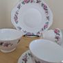 Queen Anne Bone China, tea set for 4 person, contains 11 pcs, including 4 tea cups, 4 saucers, a milk jar, a sugar bowl and a cookie serving plate 22cm. Impeccable conditions, looks like a new one, any scratches, cracks or cips. Image 6