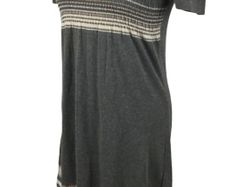 Dorothy Perkins Grey Striped Short Sleeve Cotton Blend Jumper Dress Uk 10