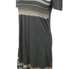 Dorothy Perkins Grey Striped Short Sleeve Cotton Blend Jumper Dress Uk 10