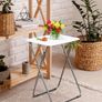 Foldable Outdoor Table for Drink Coffee - Lightweight Small Picnic Table for Camp - White Collapsible Kitchen Work Table Image 4
