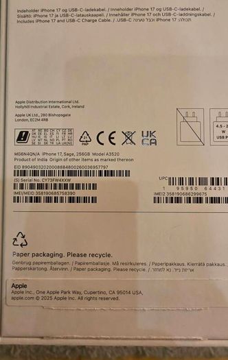 Apple Iphone 17 256GB IRISH