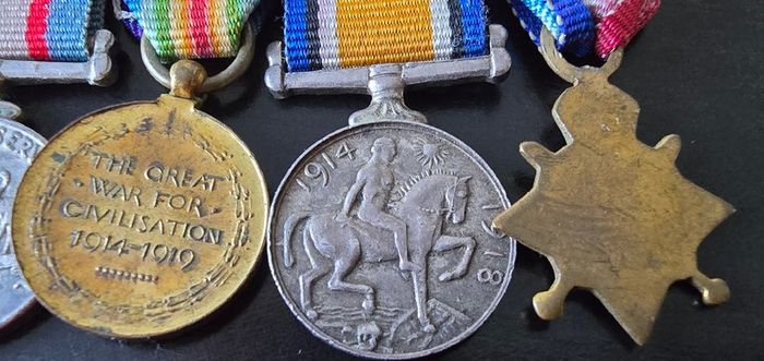 WWI and WWII British Army and Australian Army service medals bar miniature