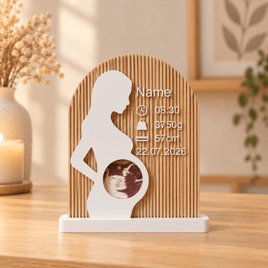 Pregnancy Silhouette Ultrasound Frame - 3D - Personalized