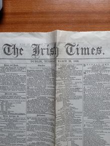 First edition of The Irish Times - facsimile of the paper for Tuesday march 29 1859