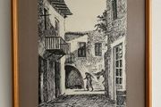 Pen and Ink Kato Dorys Village Cyprus