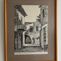 Pen and Ink Kato Dorys Village Cyprus
