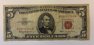 US 5 Dollar Bill - Red Seal