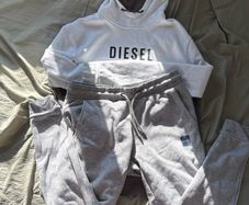 Diesel men's white and grey tracksuit
