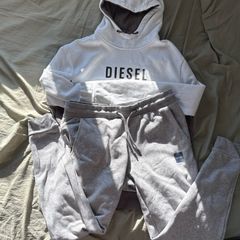 Diesel men's white and grey tracksuit