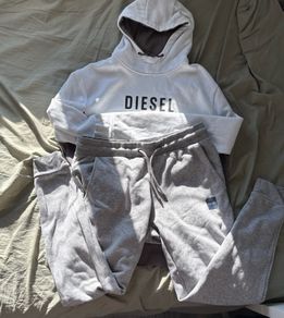 Diesel men's white and grey tracksuit