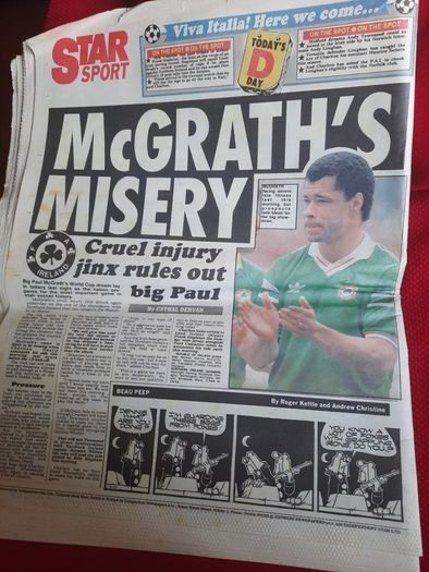 THE STAR 11th October 1989 - day of Italy 90 qualifier -  Ireland v Northern Ireland