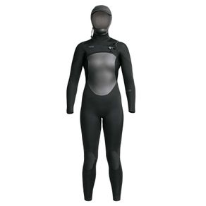 Women's XCEL Axis X Front Zip Hooded Full Wetsuit 5/4mm SKU:WT54ZXH0-BLK-14