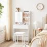 Dressing Table with Mirror and One Drawer, Cosmetic Table, Adjustable Shelves, Modern, 70 x 40 x 136 cm, White Image 4