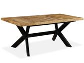 Dining Table Solid Mango Wood and Steel Cross 180 cm