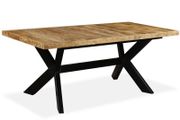 Dining Table Solid Mango Wood and Steel Cross 180 cm