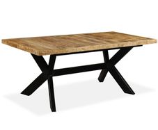 Dining Table Solid Mango Wood and Steel Cross 180 cm