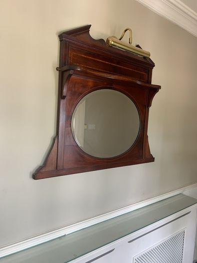 An Edwardian inlaid mahogany over mantle 85cm H x 99cm W Excellent condition