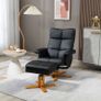 Faux Leather Swivel Recliner Chair with Footstool, Wooden Base and Storage for Living Room (FREE POSTAGE) Image 2
